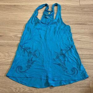 Princess vera wang blue racerback lightweight embroidered cut out tank sz XS